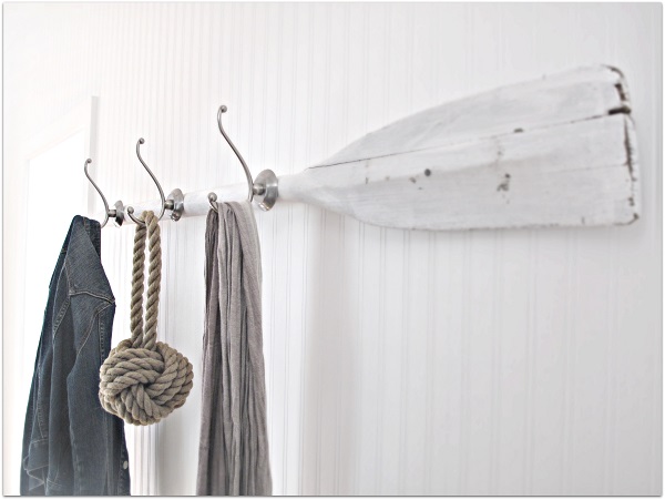 Boat oar coat rack DIY