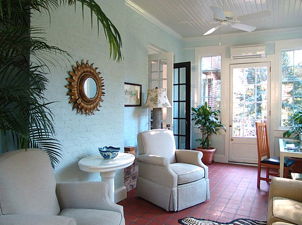 Chic sunroom with elegant decorative details