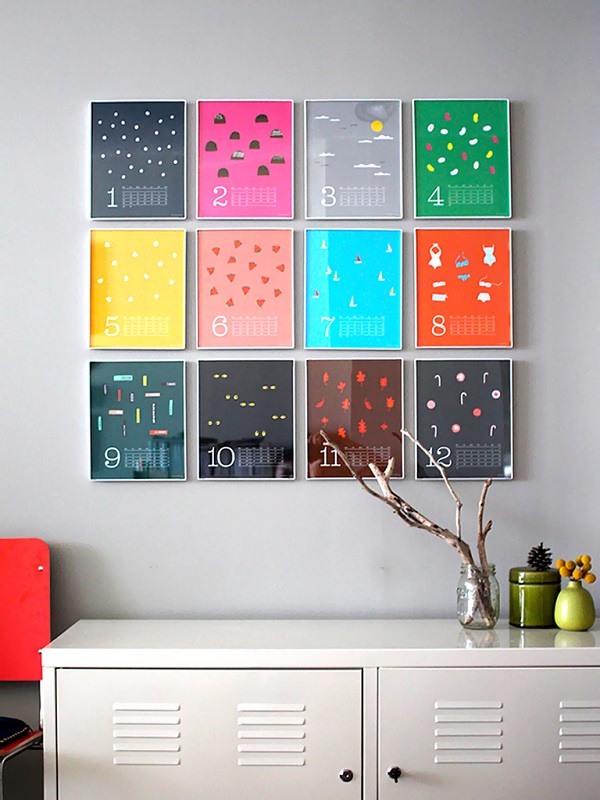 Colorful wall calendar as wall art