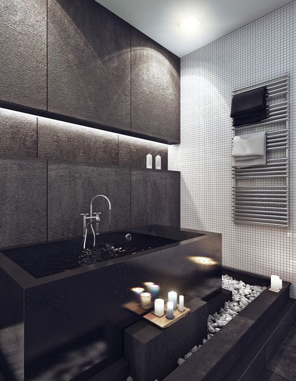 Contemporary bathroom in gray and white