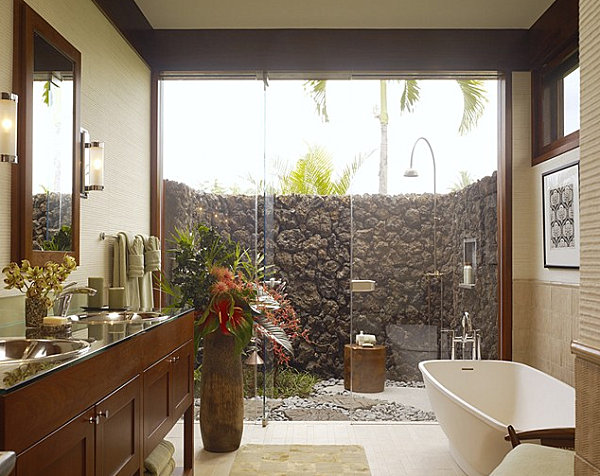 Contemporary tropical bathroom