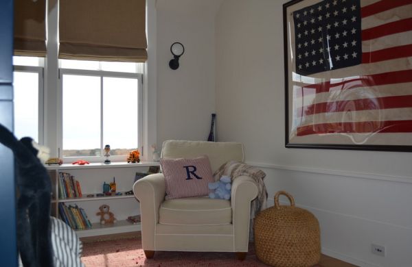 Custom antique flag for the boys' bedroom in white