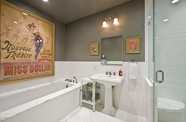 Decorate your bathroom walls with a vintage advertisement poster