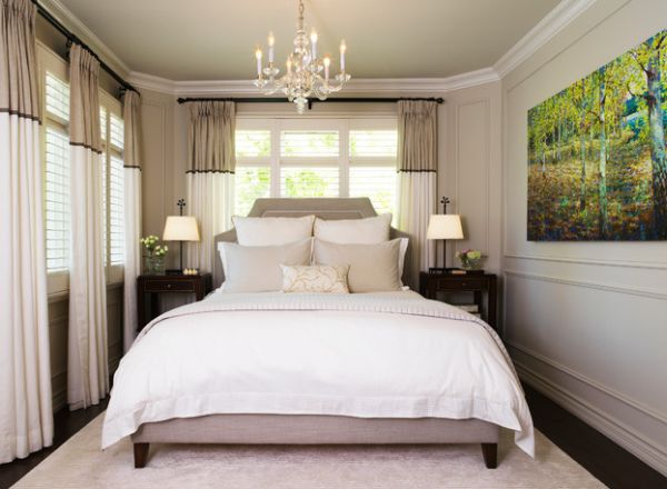 Earthen hues and lovely lighting create a warm and romantic bedroom