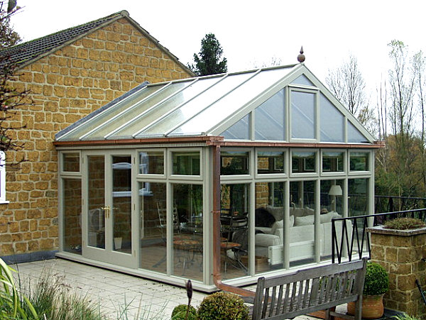 Exterior view of an inviting sunroom