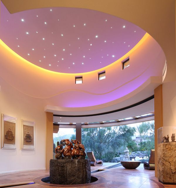 Fabulous entry way sports a ceiling with evening sky effect