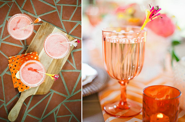 Fruity drinks with fringe stirrers