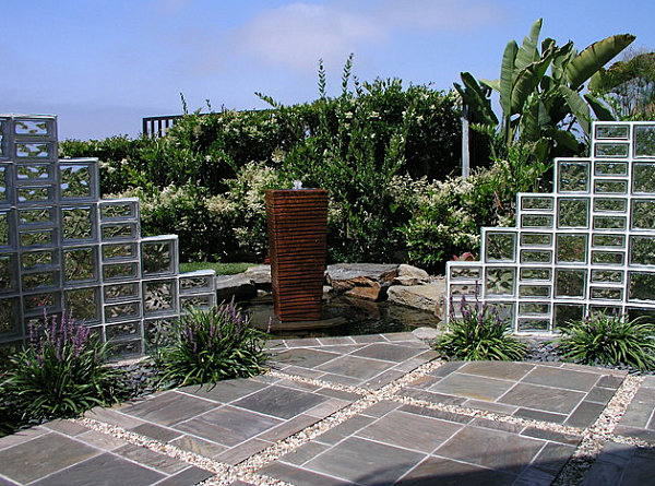 Glass block in an outdoor space