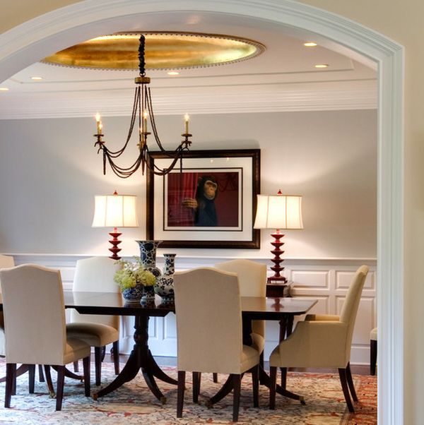 Glittering gold leaf for the dining room ceiling