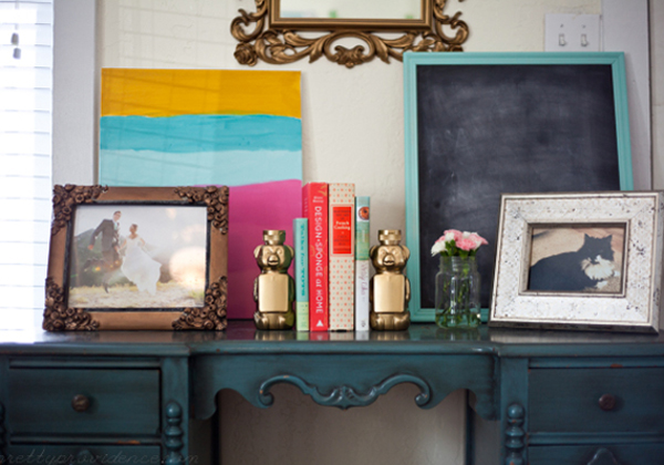 Gold honey bottle bookends