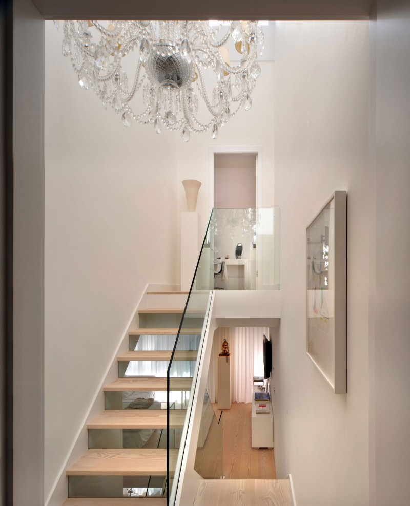 Gorgeous chandelier lights up the stylish interiors