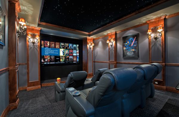 Home theaters are a popular space to add the night sky effect