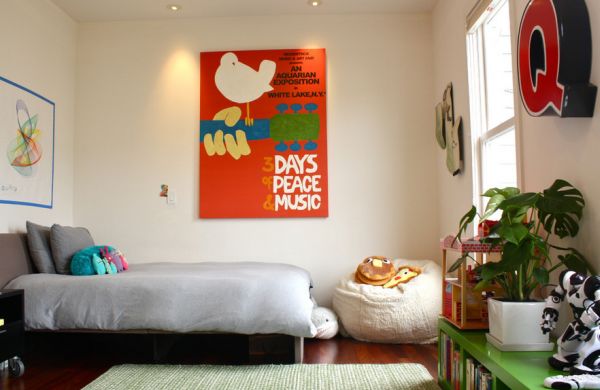 Kids' bedroom allows you to add bright and bold posters with ease