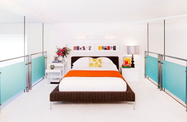 Loft bedroom with open walls seems as stunning as any larger contemporary bedroom