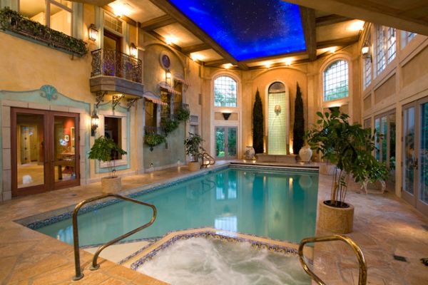 Lovely star ceiling sheds some light on the refreshing indoor pool