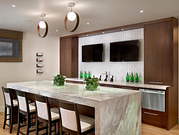 modern kitchen with island bar