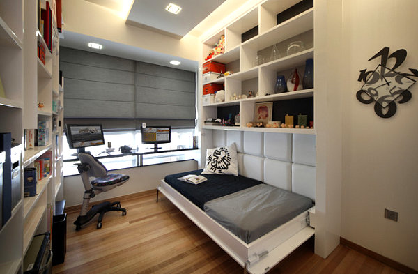 Modern office with a murphy bed