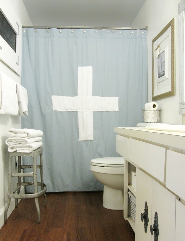 Nautical lifeguard shower curtain