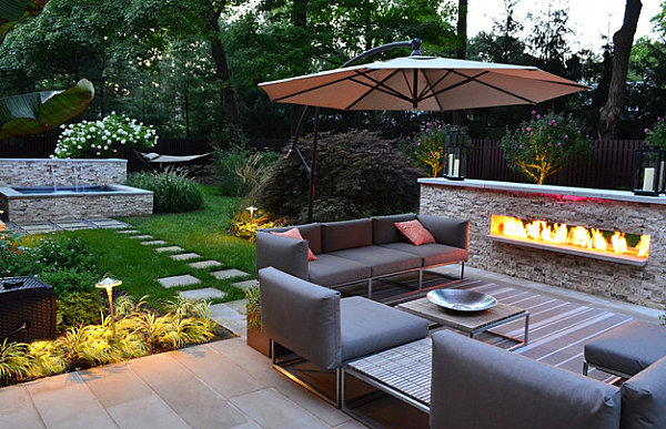 Outdoor seating in a modern yard