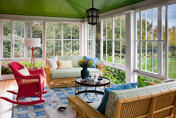 Painted ceiling in a Rhode Island sunroom