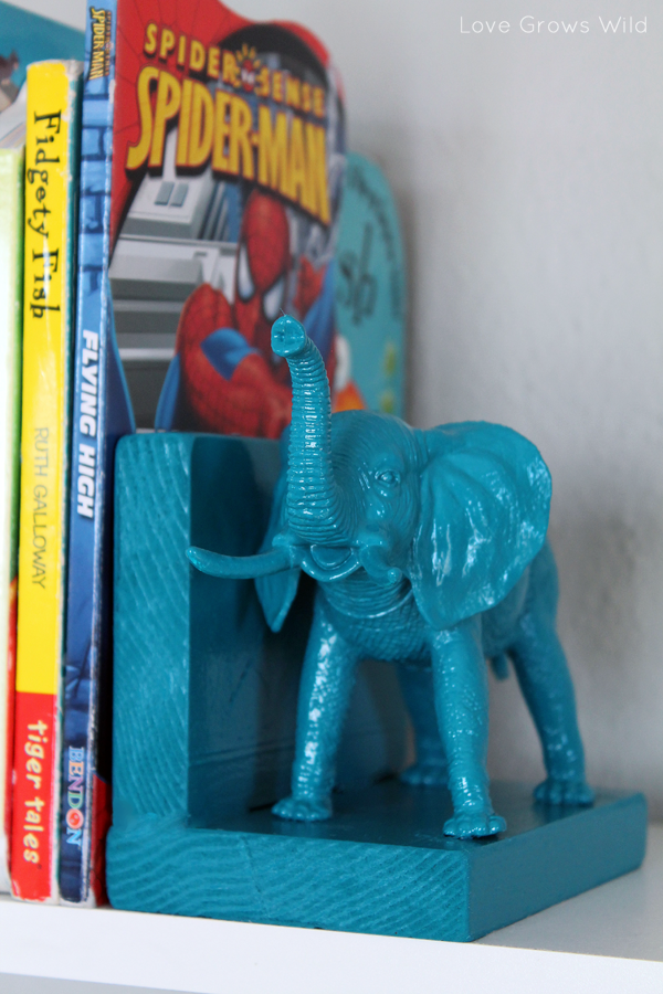 Plastic elephant bookend