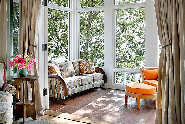 Private sunroom at a Michigan lake house