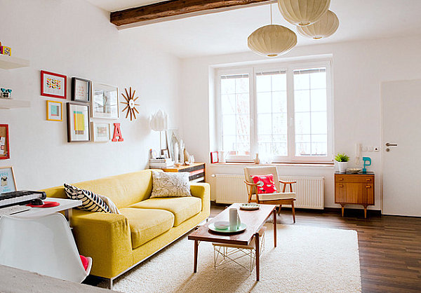 Radiant bursts of color in a white living room