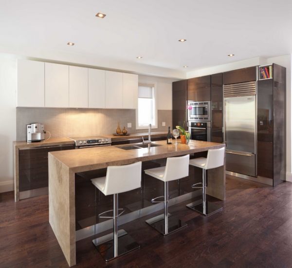 Recessed lighting is a popular choice in the modern kitchen