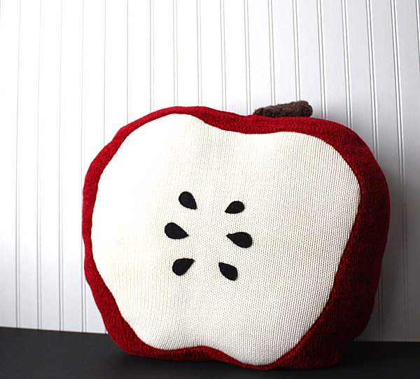 Red apple upcycled pillow