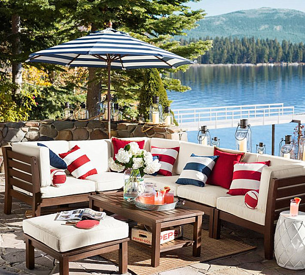 Red, white and blue striped pillows