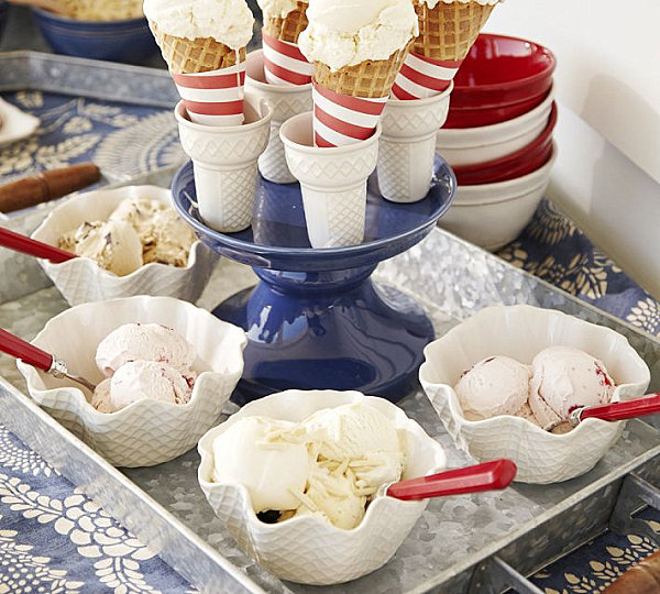 Red, white and blue tabletop finds from Pottery Barn