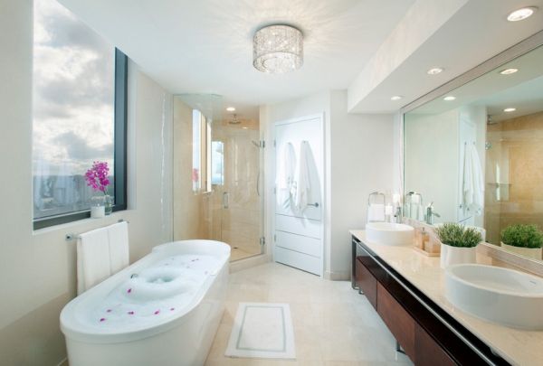 Spa-like bathroom at home in white with comforting ambiance