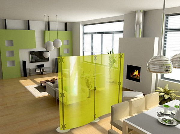 Studio apartment with screen divider