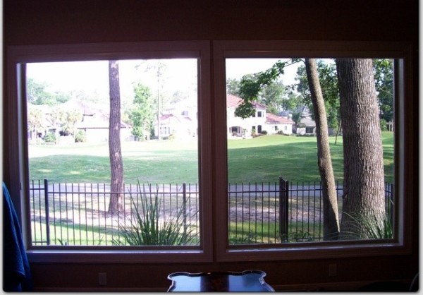 Compare the untreated window (left side) with the protected window