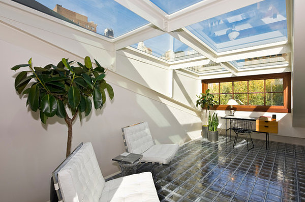 Townhome with glass block floor