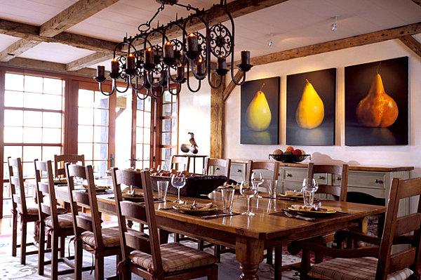 Traditional dining room with fruit art