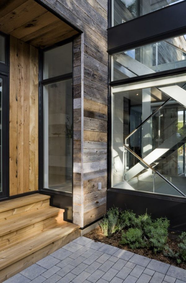 Wood, stone and glass are combined seamlessly