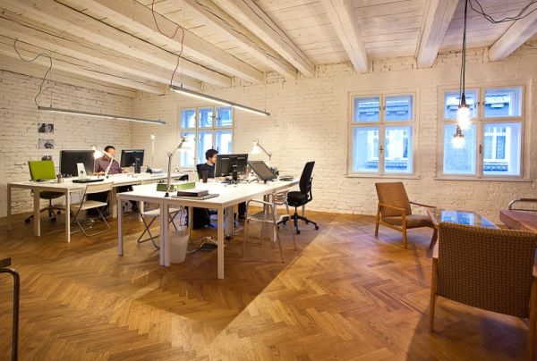 Wooden flooring adds inviting warmth to the office!