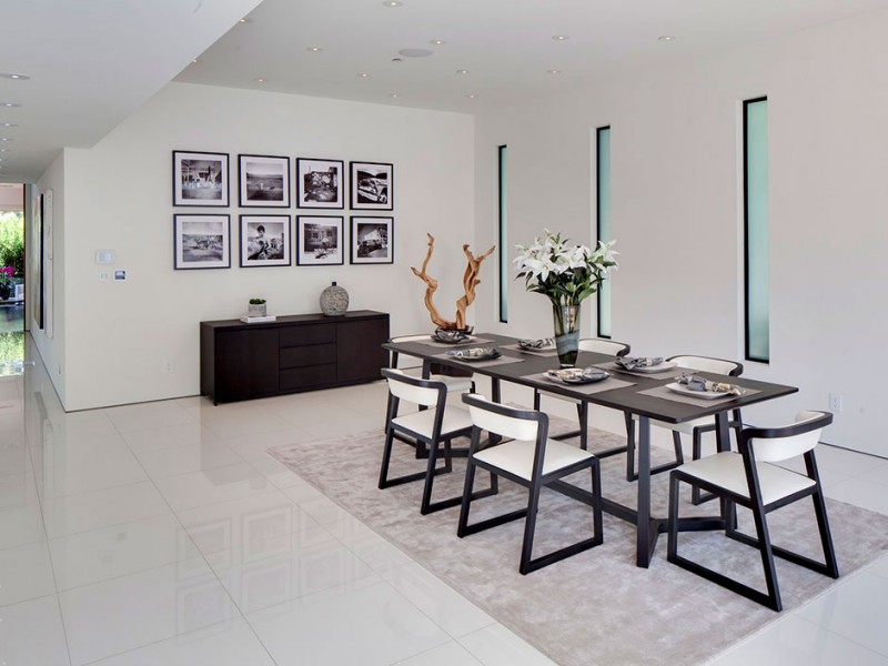 black and white dining room