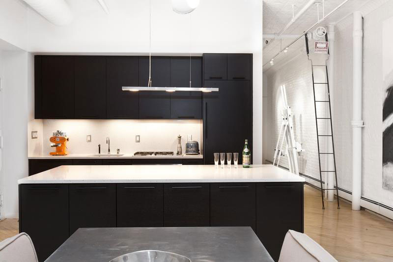 black and white kitchen