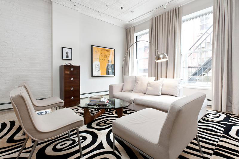 black and white soho apartment