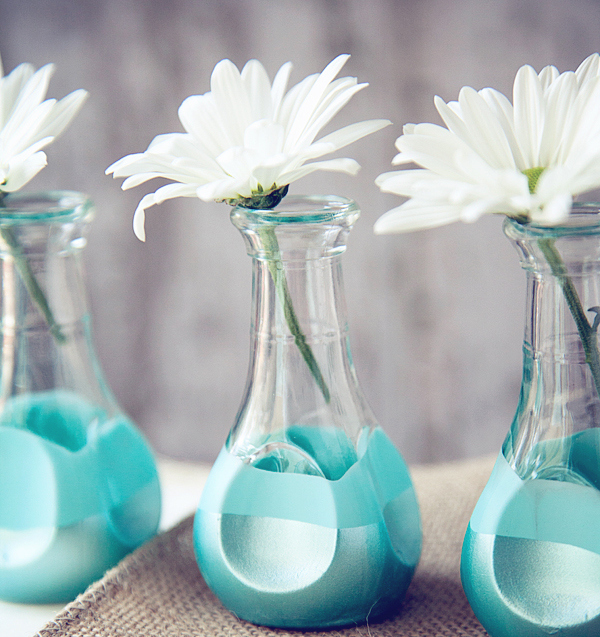 blue diy vases