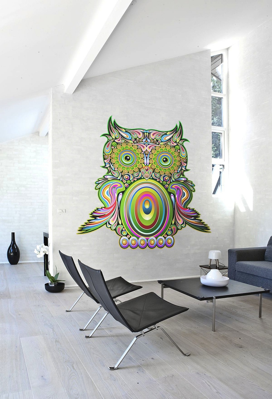 colorful owl wall decal