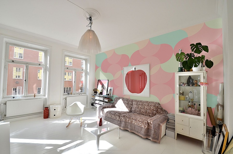 girlish wall mural in pink