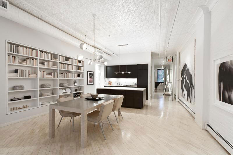 modern black and white dining room