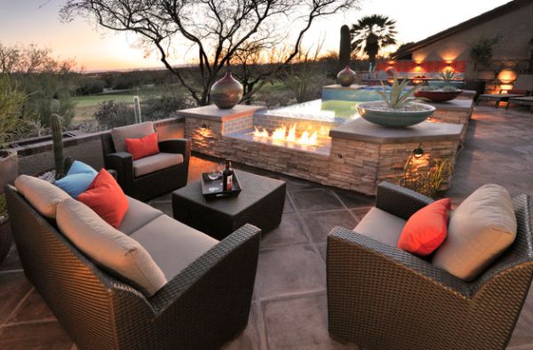 Beautiful desert patio with a pool