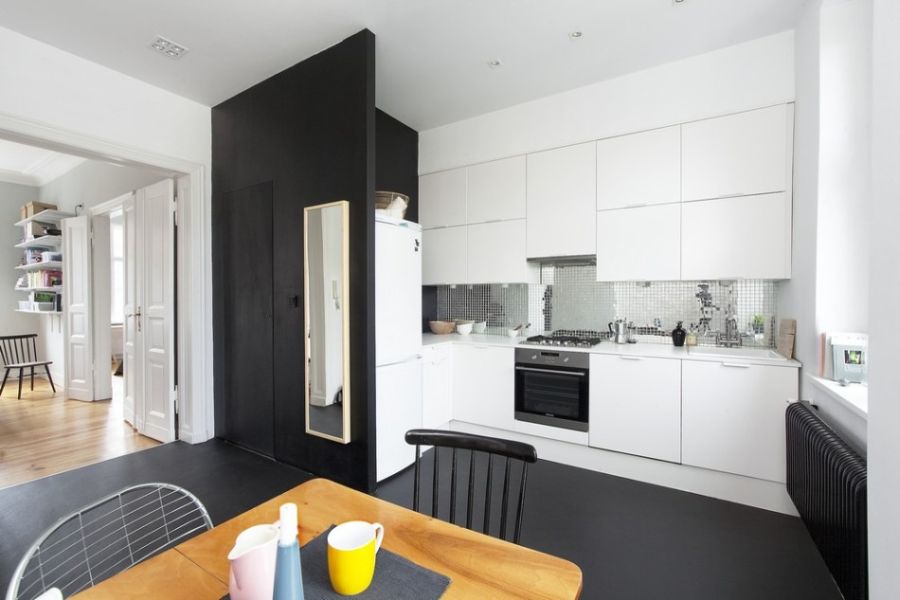 Black and white kitchen space