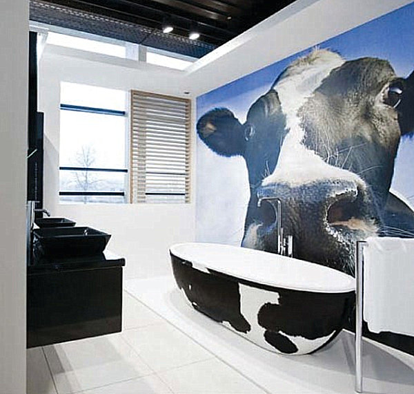 Bovine design in the powder room