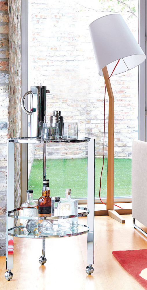 Chrome bar cart with Deco style