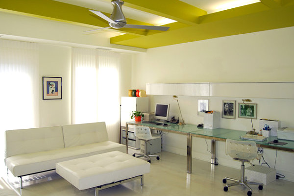 Colorful ceiling in a home office